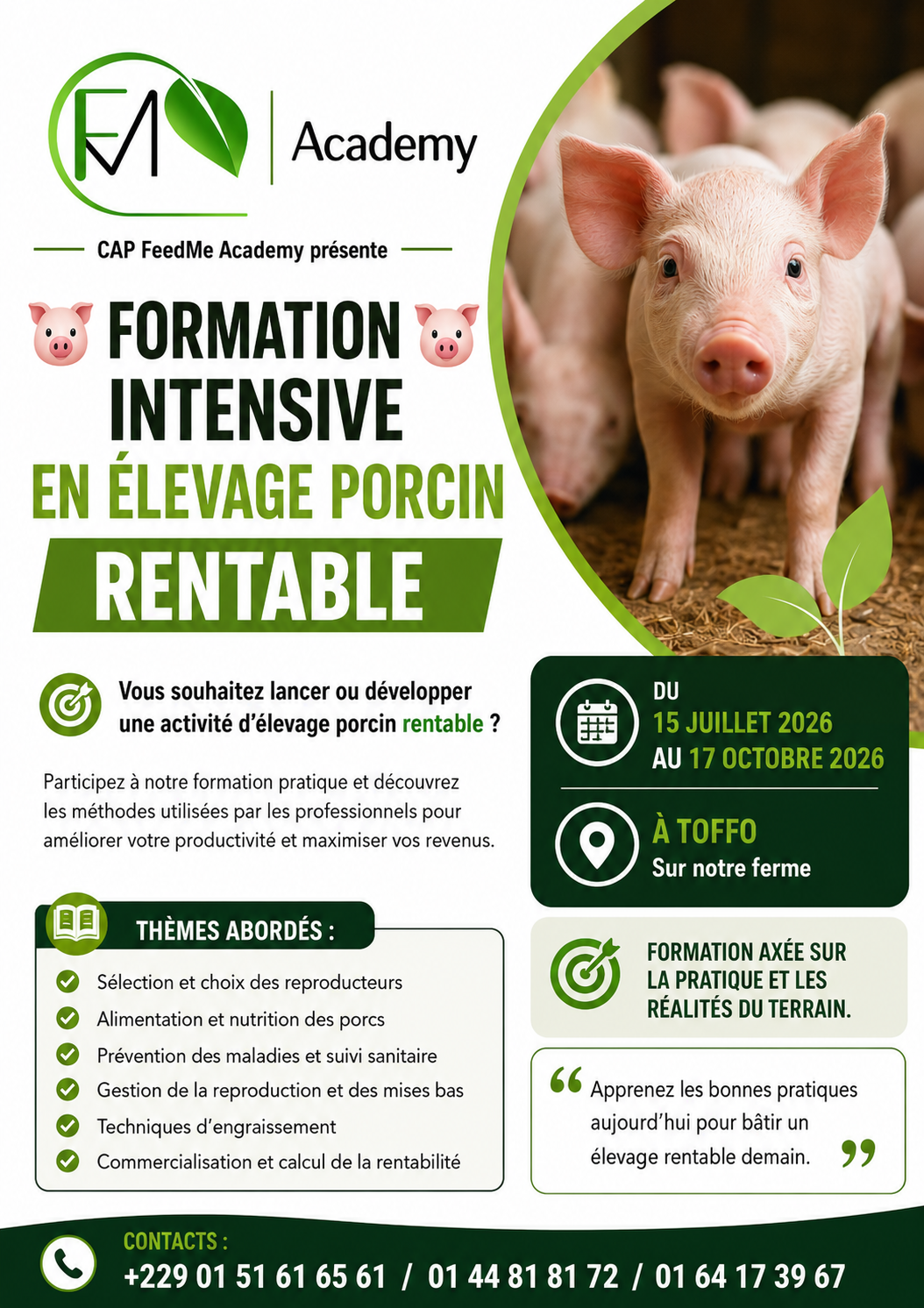 Formation Intensive en Élevage Porcin Rentable